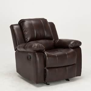 Clifton Burnished Brown Faux Leather Glider Rocker Recliner
