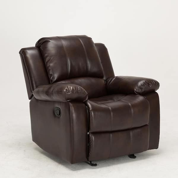 Unbranded Clifton Burnished Brown Faux Leather Glider Rocker Recliner