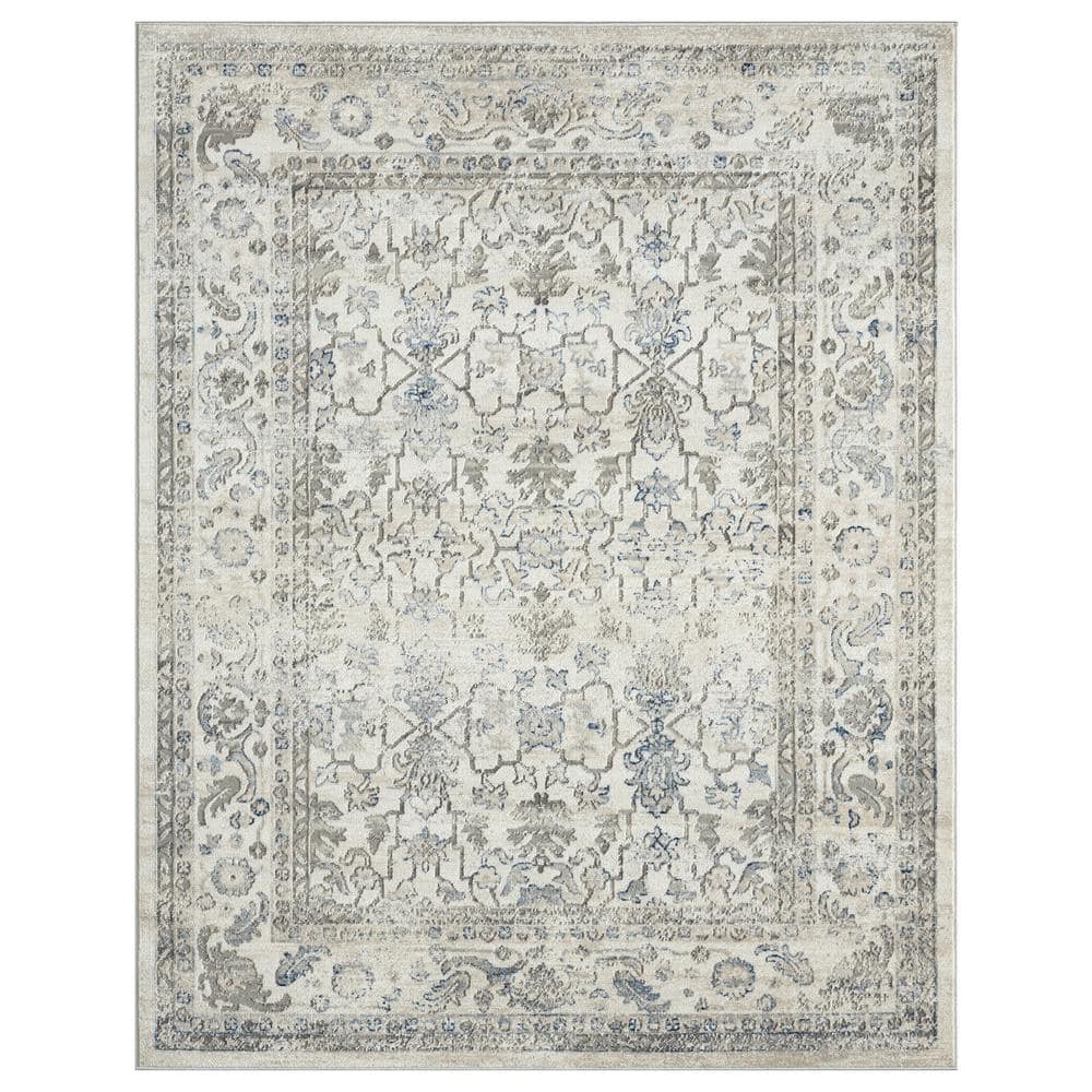 THE SOFIA RUGS Anatolia's Tomb Light Beige/Blue 8 ft. x 10 ft. Rug