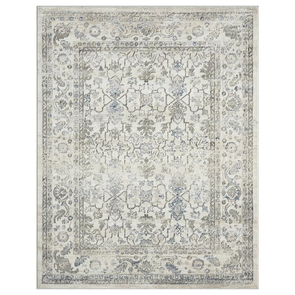 THE SOFIA RUGS Anatolia's Tomb Light Beige/Blue 8 ft. x 10 ft. Rug Distressed Design Polypropylene and Jute Area Rug