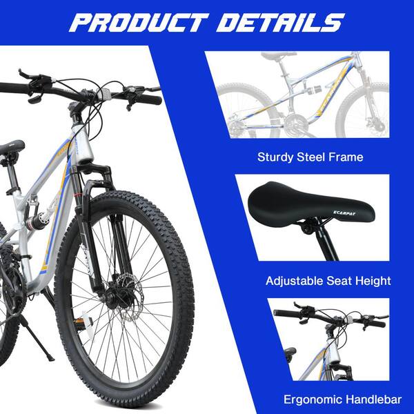 Flynama A2670 26 Inch 21-Speed Mountain Bike, Full Suspension
