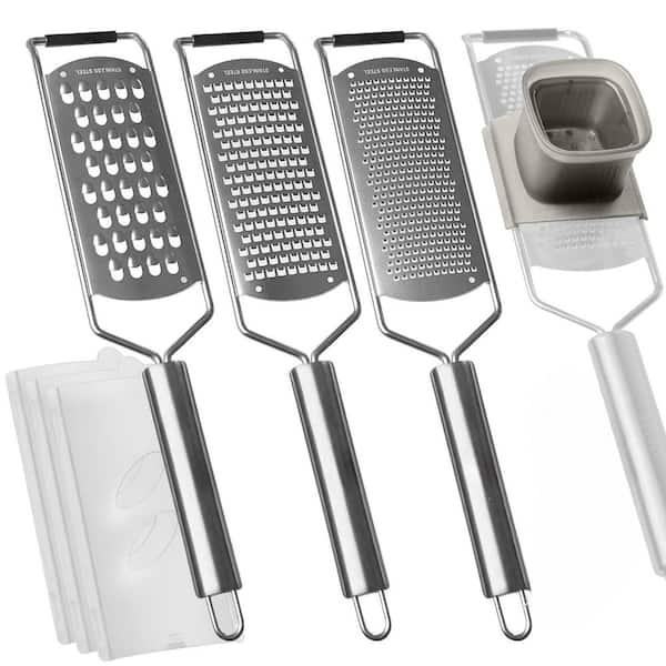 4-Pcs Pro Set Zester Grater Set, Cheese Grater with Razor-Sharp Stainless Steel Blade