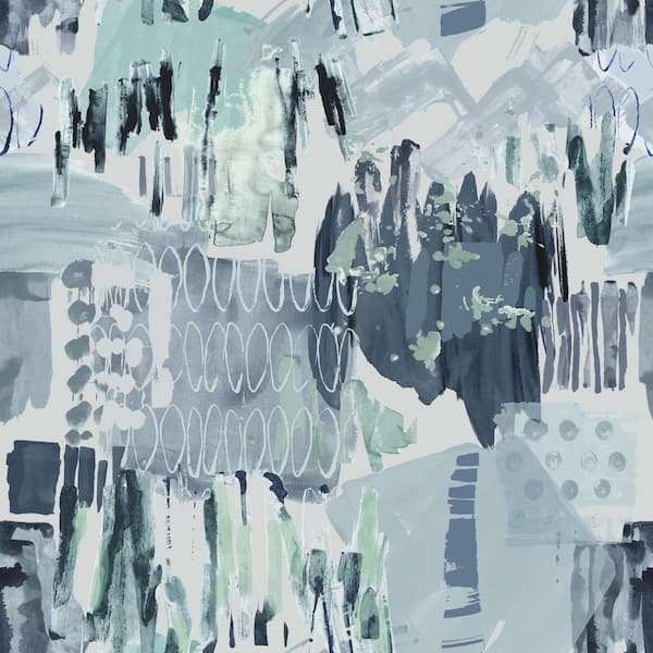 RoomMates 81 sq. ft. Blue Tamara Day Abstraction Peel and Stick Wallpaper Mural