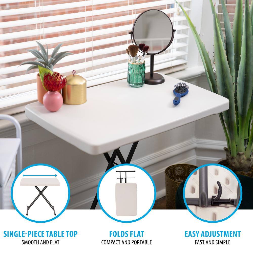 Adjustable Gray Powder-Coated Steel Folding Table with X-Shaped Legs