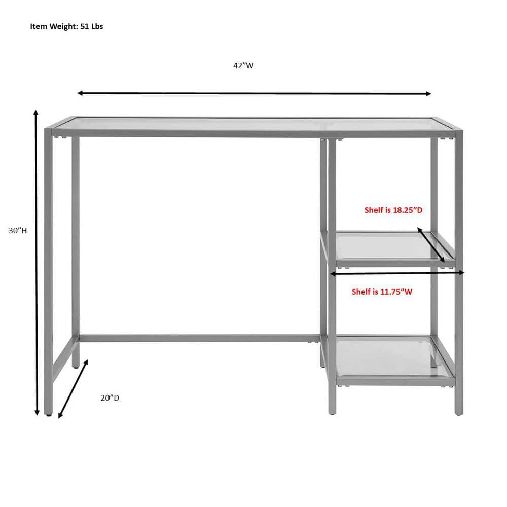 Marcello Modern Gold Metal Frame Desk with Clear Glass Top