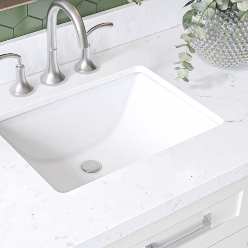 Monroe 42" White Wood Vanity with Carrara Quartz Top