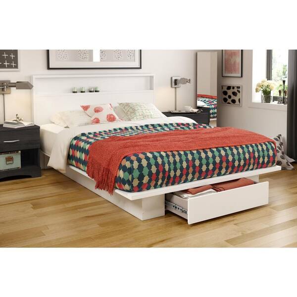 South Shore Holland Pure White Full or Queen Platform Bed Frame