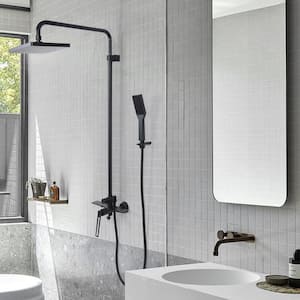 3-Spray Shower System Tub and Shower Faucet with Single Function Hand Shower in Matte Black (Valve Included)