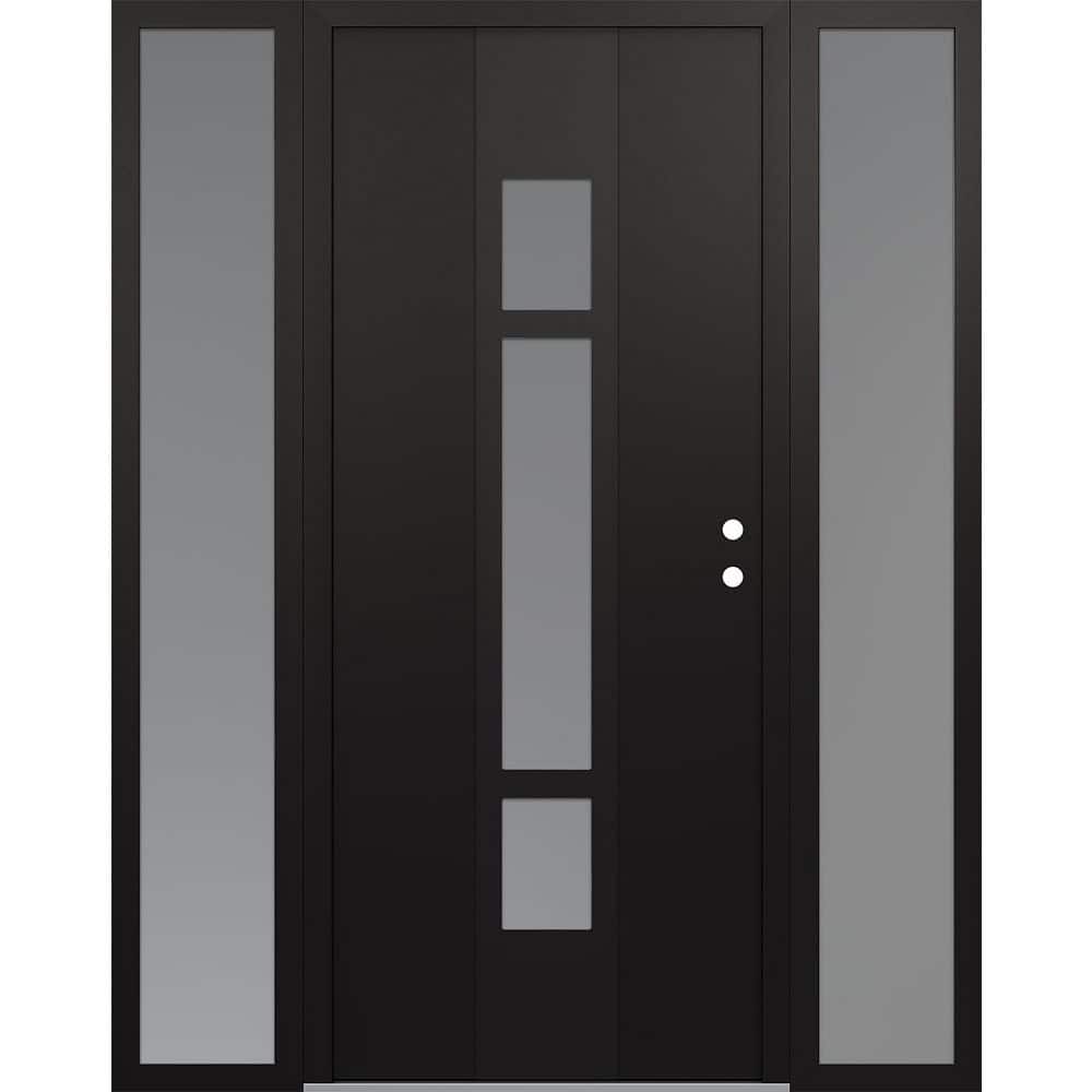 A9 68 in. x 80 in. Black P Left-Hand/Inswing Frosted Glass Black/White 2-Sidelite Steel Prehung Front Door price history on PriceWatchPro