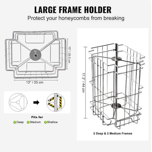 VEVOR Honey Extractor 2/4 Frame Stainless Steel Manual Beekeeping  Extraction with Transparent Lid Honeycomb Drum Spinner SDYMJBXGY1524JECGV0  - The Home Depot