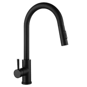 Single Handle Drip Free Pull Down Sprayer Kitchen Faucet with Spot Resistant Metal in Matte Black