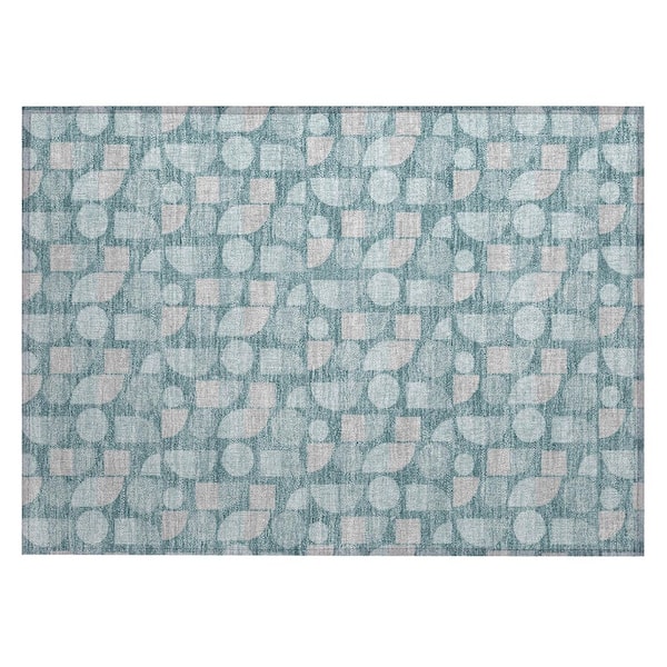 Chantille Machine Washable Indoor/Outdoor Abstract ACN2921 Teal 3 ft. x 4 ft. Area Rug