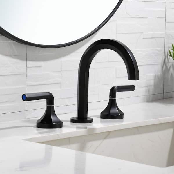 8 in. Widespread Double Handle Bathroom Sink Faucet in Matte Black