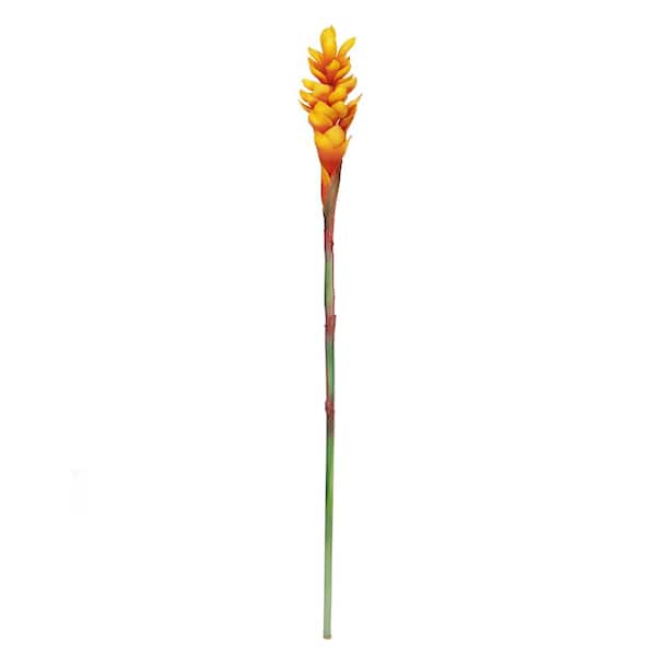 LIVING LUXURY 31 in. Real Touch Orange Artificial Ginger Flower Stem Tropical Spray (Set of 3)