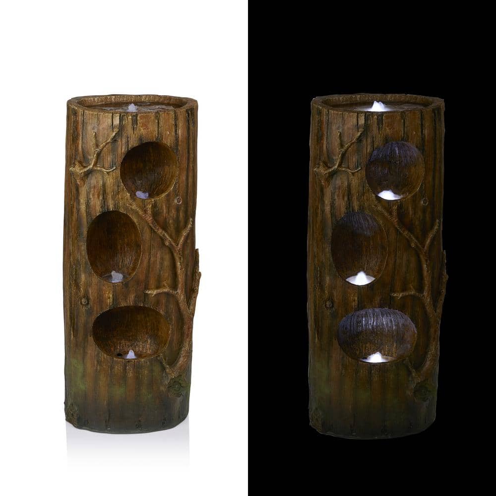 Alpine Corporation 4-Tier Tree Trunk Cascade Fountain