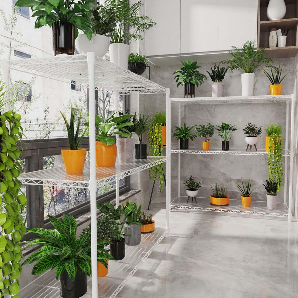 植物棚 industrial (iron shelf) 3-Tier White Iron Wire Shelving Unit Plant Stand Metal 1050 lbs