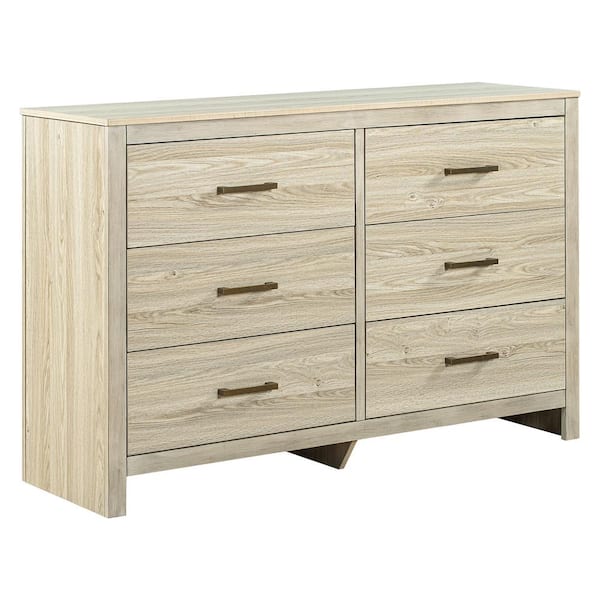 JAYDEN CREATION Paola Maple-Drawer 54 in. W x 17 in. D x 36 in. H Double Dresser with Six-Drawers