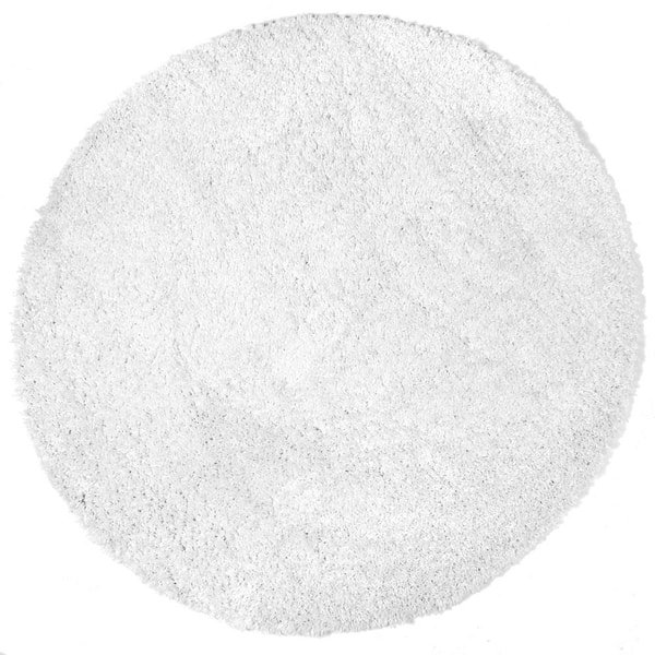 nuLOOM Kara Solid Shag Ivory 6 ft. x 6 ft. Round Area Rug