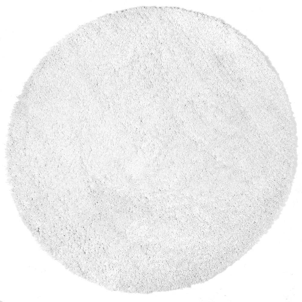 nuLOOM Kara Solid Shag Ivory 8 ft. x 8 ft. Round Area Rug KKBX01AR808