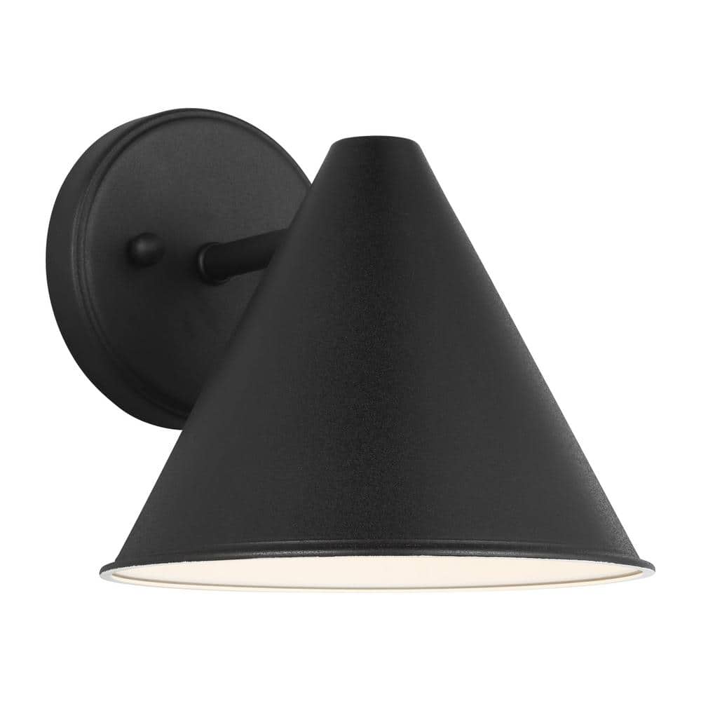 Crittenden Mid-Century Black Aluminum Cone Outdoor Wall Lantern