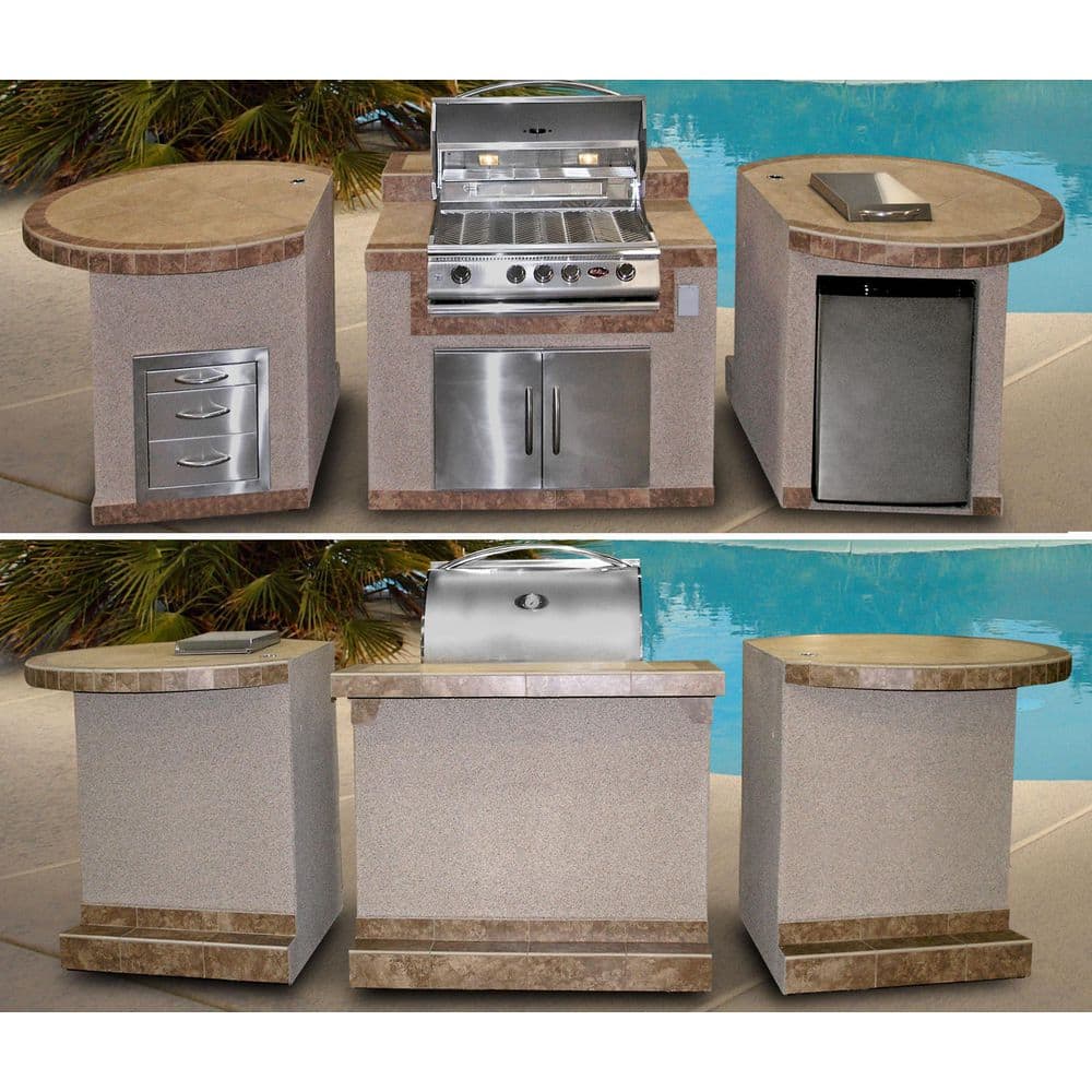 132'' Stainless Steel Propane Gas Grill Island with Rotisserie