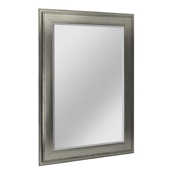 Deco Mirror 27.5 in. W x 33.5 in. H Framed Rectangle Bathroom Vanity Mirror in Silver