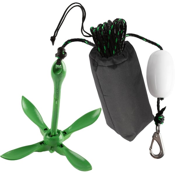Kayak Anchor-3.5 lbs. Folding Anchor for Paddle Board, SUP, Canoe, PWC, or Fishing-Green