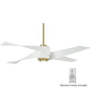 Artemis IV 64 in. Integrated LED Indoor Soft Brass and Flat White Ceiling Fan with Light and Remote Control