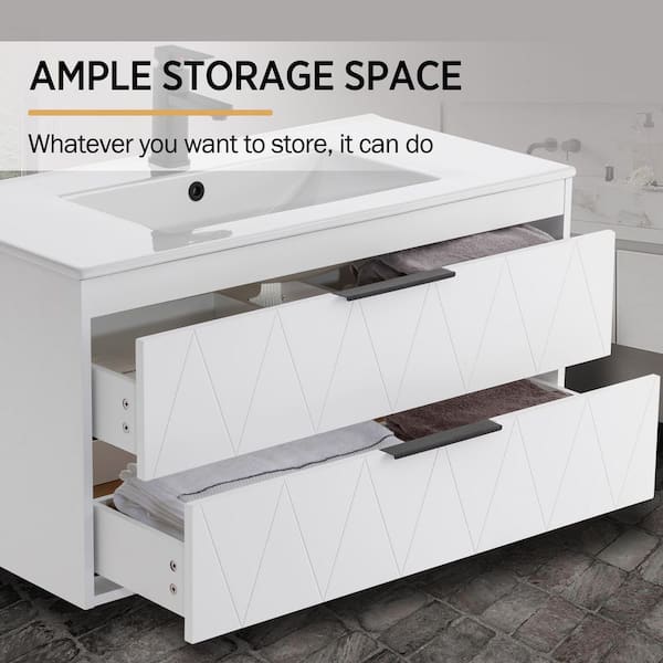 BALCONY アイボリー 36 eclife 36 in. W x 18.1 in. D x 18.1 in. H Single Sink Bath