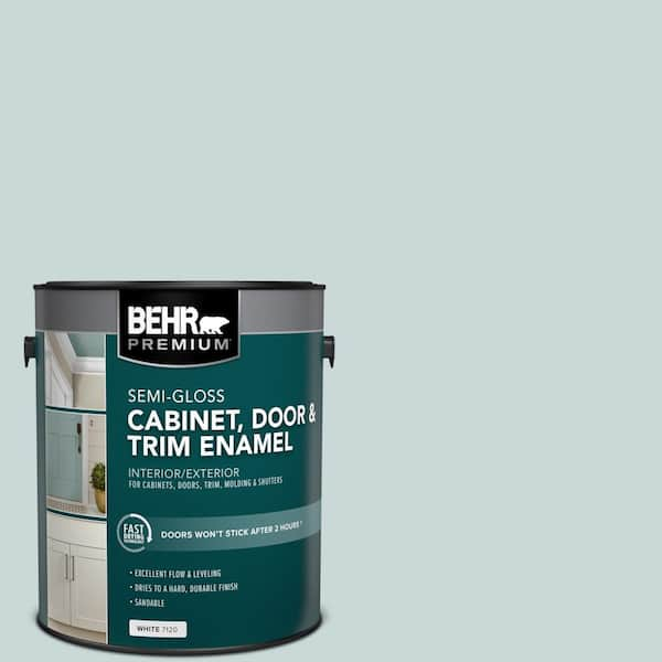 BEHR PREMIUM 1 gal. #PPU13-16 Offshore Mist Semi-Gloss Enamel Interior/Exterior Cabinet, Door & Trim Paint