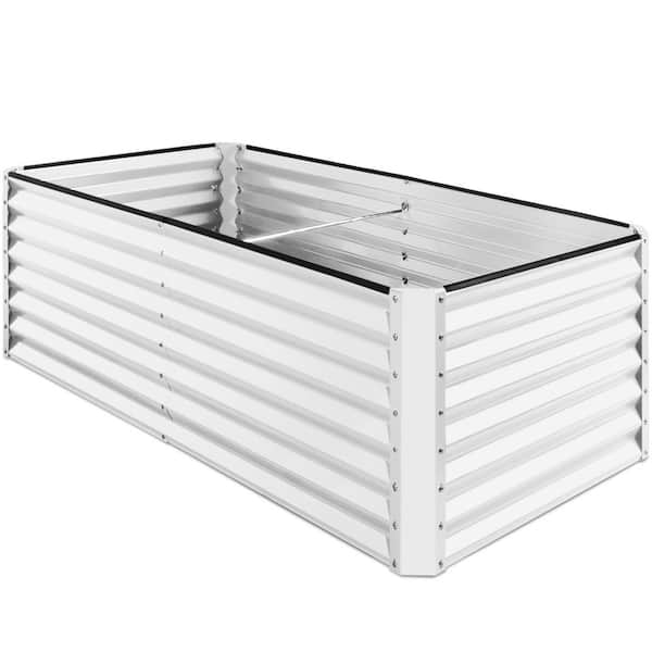 Best Choice Products 6 ft. x 3 ft. x 2 ft. White Outdoor Steel Raised Garden Bed Planter Box for Vegetables, Flowers, Herbs