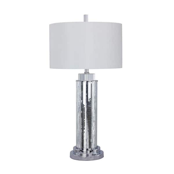 Fangio Lighting 30 in. Silver Mosaic and Metal Table Lamp