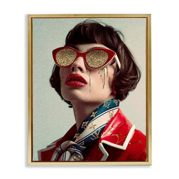 Stupell Industries Retro Woman with Glam Tears by Svetlana Aleynikova Gold Floater Frame People Graphic Art Print 31 in. x 25 in.