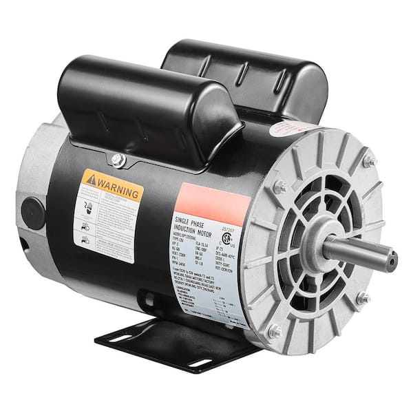 VEVOR 3HP Air Compressor Motor 3450 RPM Single Phase Electric Motor 5/8 in. Keyed shaft 230V FLA 15A 56 Frame CW/CCW Rotation
