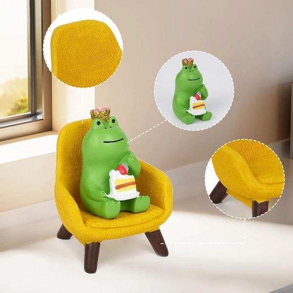 置物 anpunch Yellow 1.9 in. x 2 in. Resin Frog Figurine LINBQ180 - The Home Depot