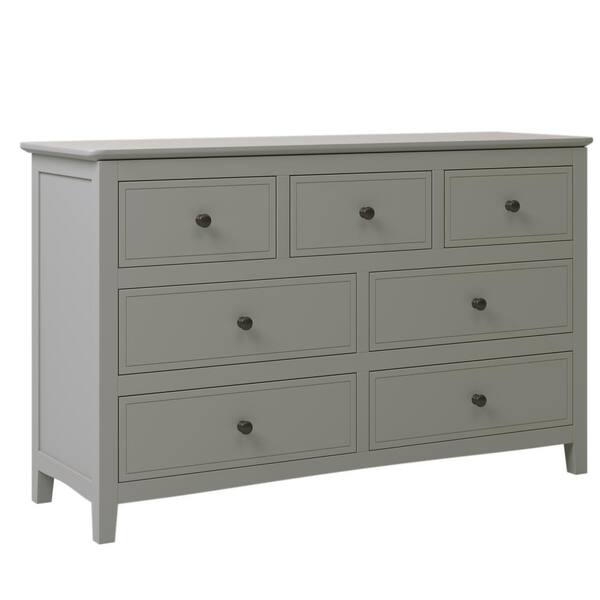 Urtr 7 Drawers Gray Dresser Modern, White Wood Horizontal Dresser