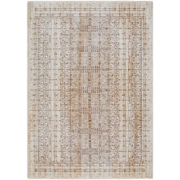 Livabliss Frank Lloyd Wright x Surya Usonia Brown/Gray Geometric 3 ft. x 5 ft. Indoor Area Rug