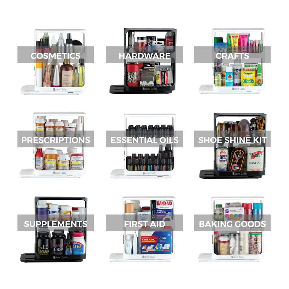 White Revolving Double-Decker Countertop Spice Rack Organizer