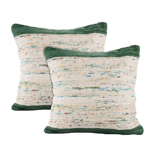 Ray Green/Multi Abstract 100% Cotton 20 in. x 20 in. Throw Pillow (Set of 2)