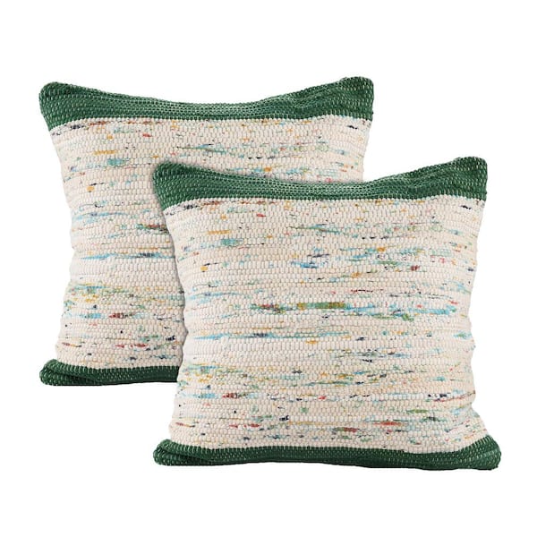 Unbranded Ray Green/Multi Abstract 100% Cotton 20 in. x 20 in. Indoor Throw Pillow (Set of 2)