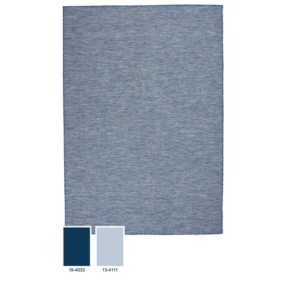 Navy Blue Flat Woven Rectangular Synthetic Rug, 4' x 6'