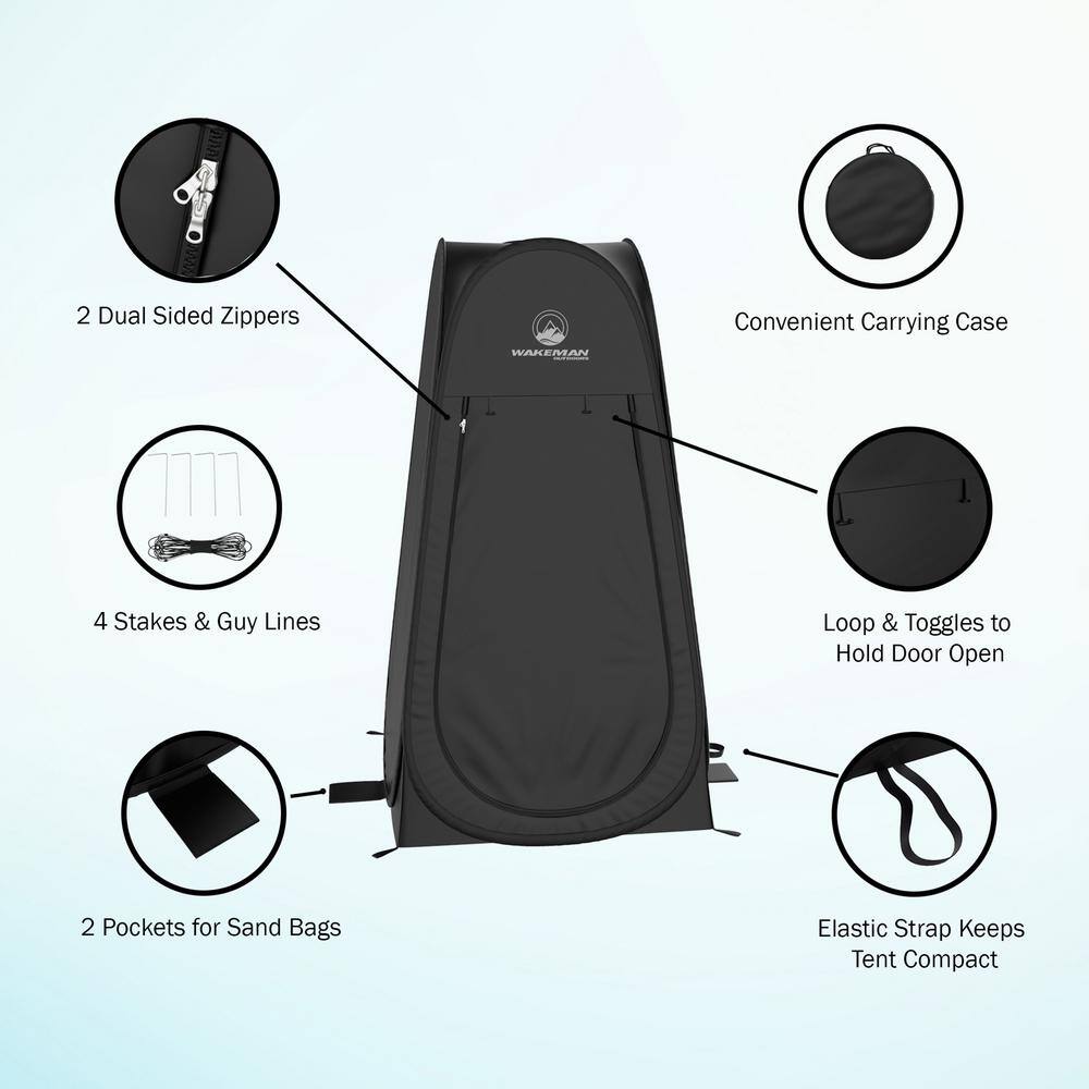Black Portable Pop Up Privacy Tent with Zippered Door