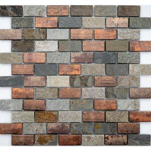 Dylan Multi 11.61 in. x 11.69 in. Brick Joint Matte Stone and Glass Wall Mosaic Tile (8.48 sq. ft./Case)