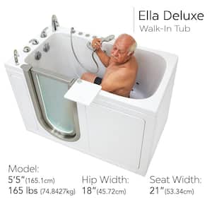 Deluxe 55 in. Acrylic Walk-In Whirlpool and Air Bath Bathtub in White, fast fill faucet Set, LHS 2 in. Dual Drain
