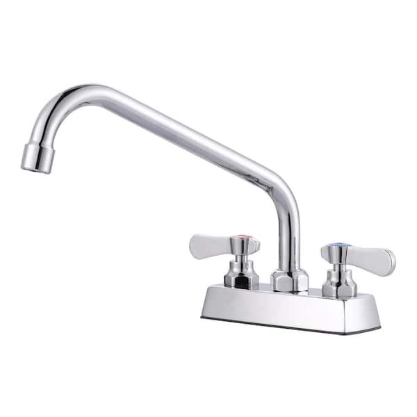 Commercial Faucet with 10 in. Swivel Spout, Double Handle Deck Mount Standard Kitchen Faucet in Polished Chrome