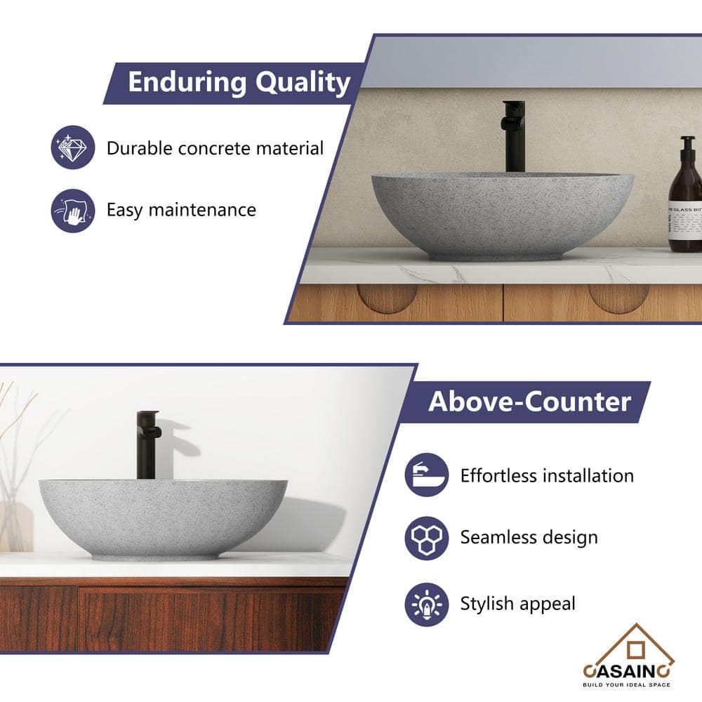 CASAINC Maple 15.35'' Concrete Oval Bathroom Sink