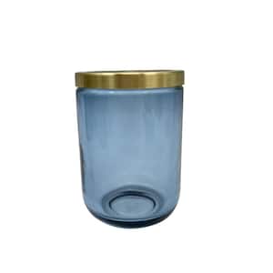 JASPER TOOTHBRUSH HOLDER GLASS BLUE W/GOLD