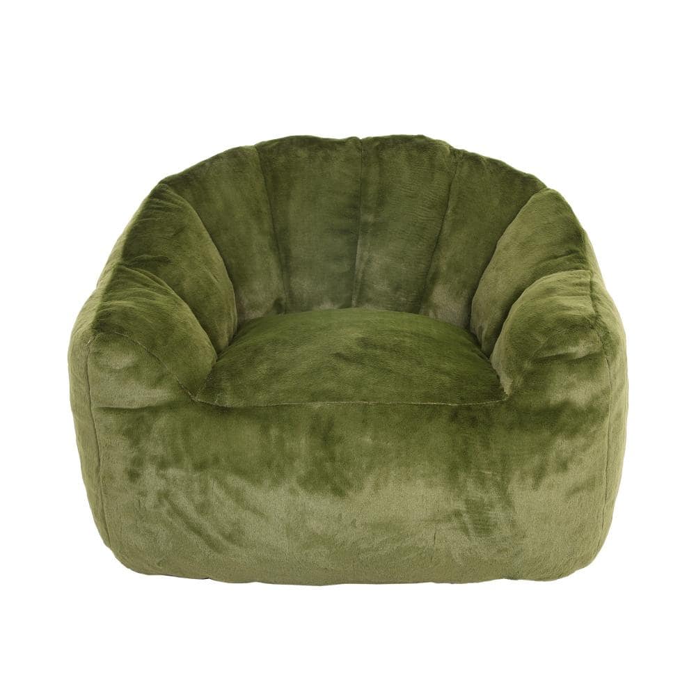 Green Faux Fur Large (41.4 in. x 35 in. x 30.7 in.) Bean Bag durable construction easy to install