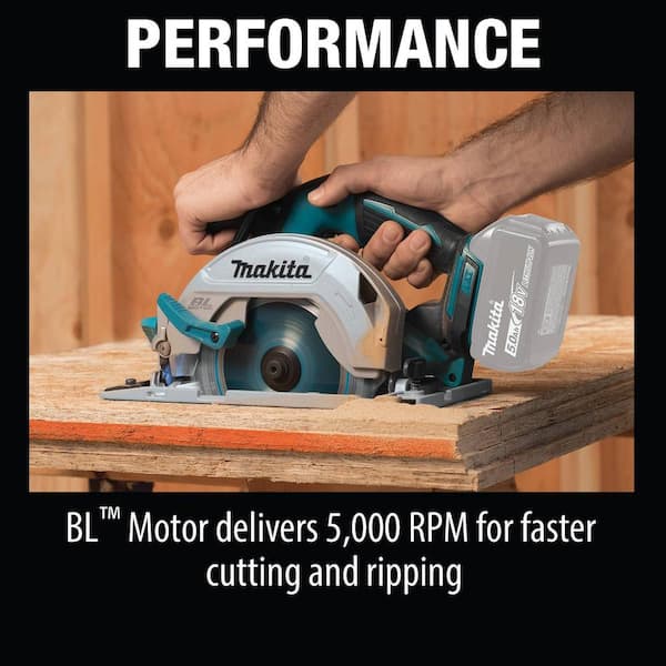 Makita 18V LXT Lithium-Ion Brushless Cordless 6-1/2 in. Circular Saw with  Electric Brake and 24T Carbide Blade (Tool-Only) XSH03Z The Home Depot