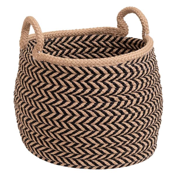 Colonial Mills Preve 12 in. x 12 in. x 12 in. Taupe and Black Round Basket
